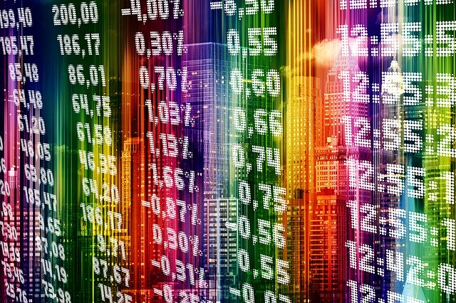 stock exchange in multiple colors
