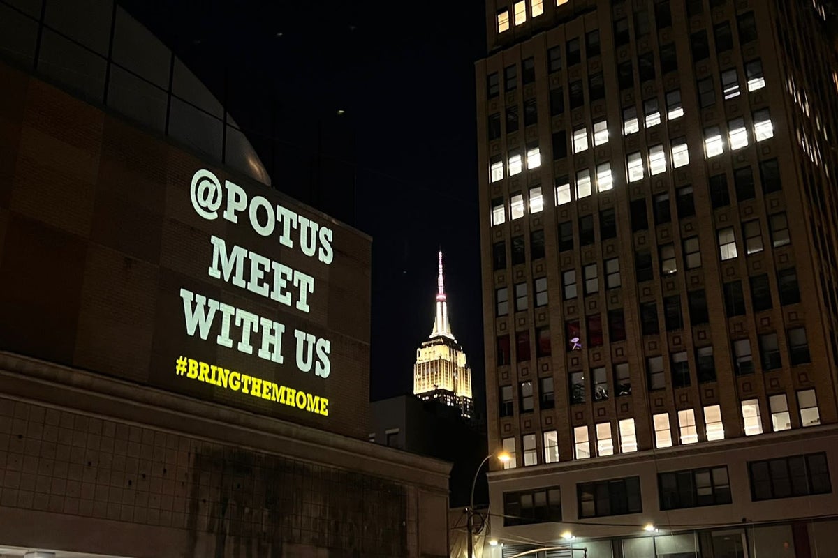 Images Of Americans Detained Abroad Including Brittney Griner Projected On NYC Buildings For Biden And UN To See