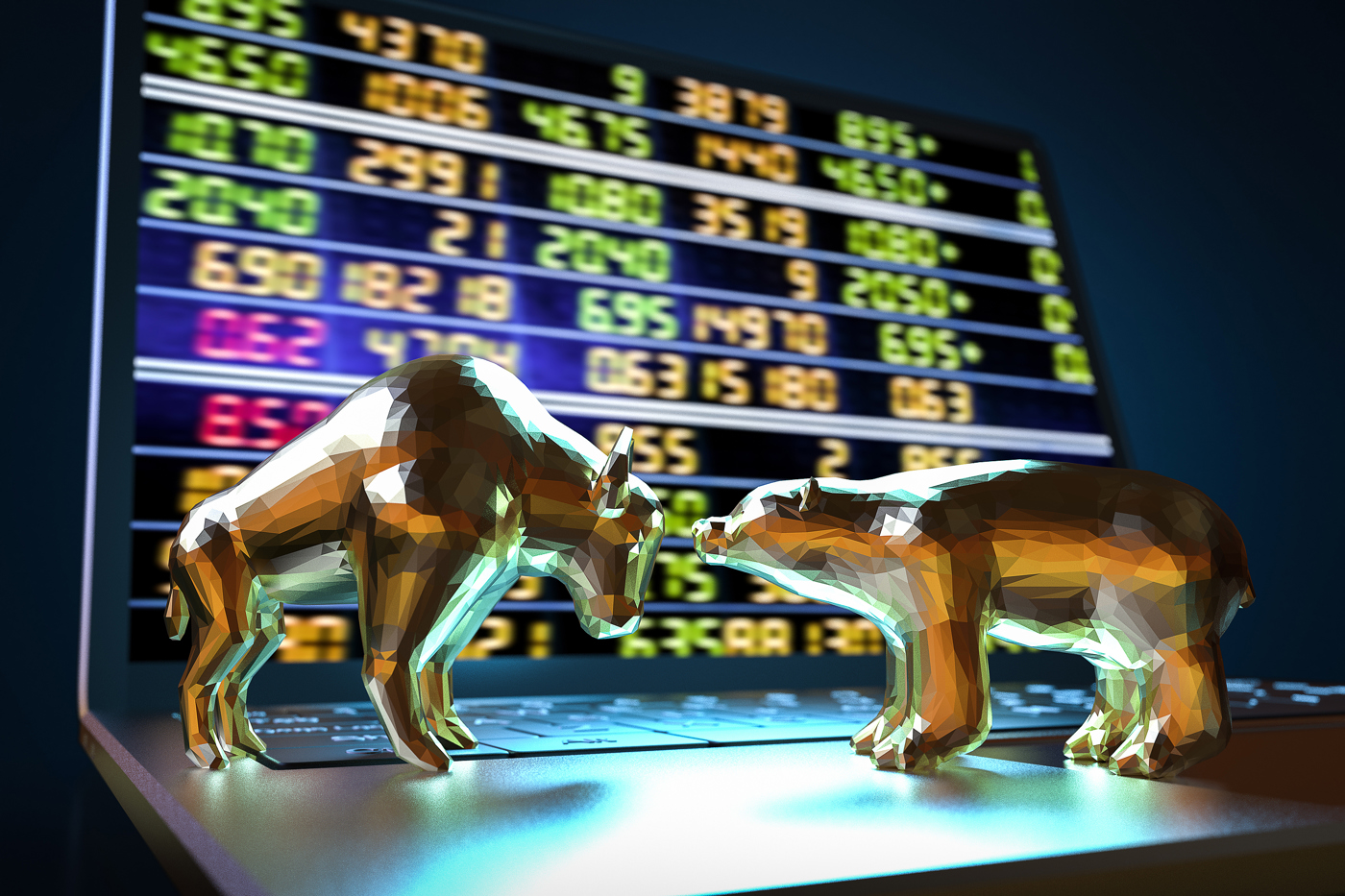 Bull and bear, bullish, bearish, stock market sentiment