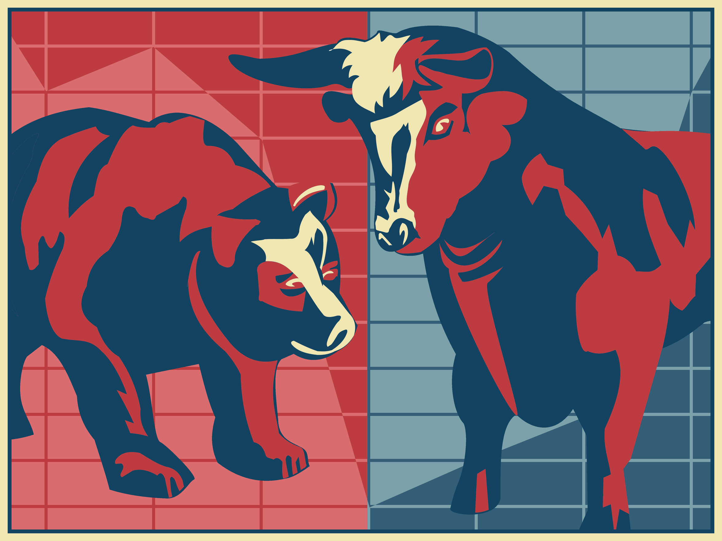 Bull and bear, bullish, bearish, stock market sentiment