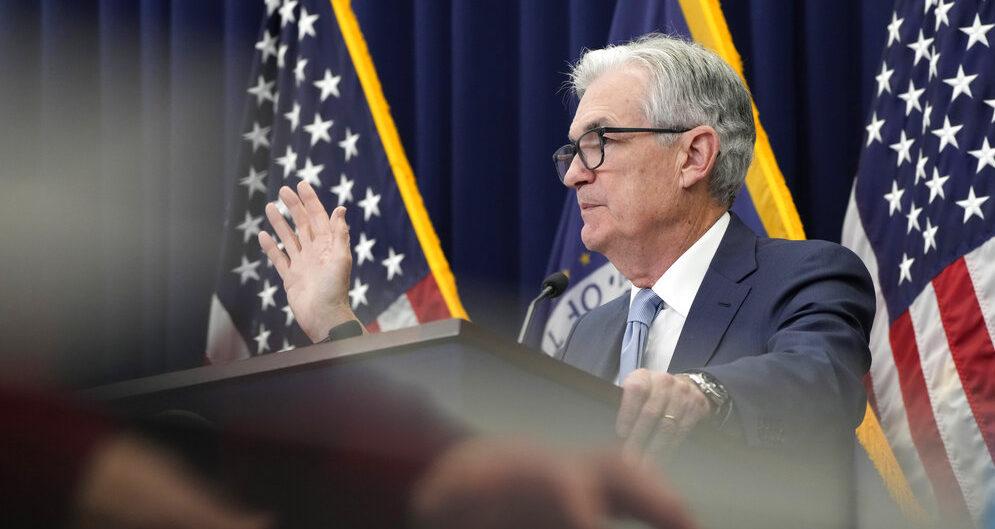 Federal Reserve Chair Jerome Powell speaks during a news conference
