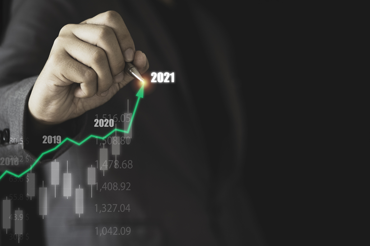 Investor with bullish 2020 to 2021 trendline