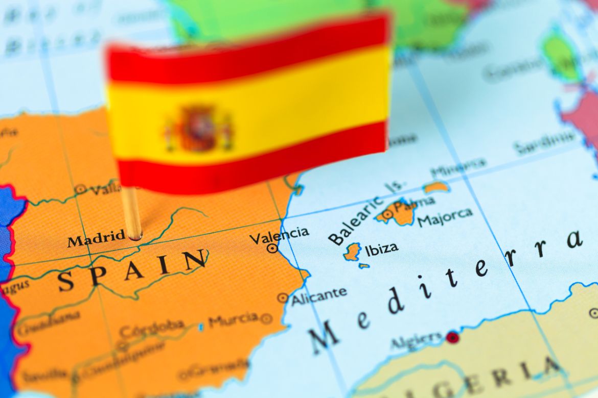 Spain map flag