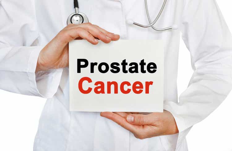 Prostate Cancer card in hands of Medical Doctor